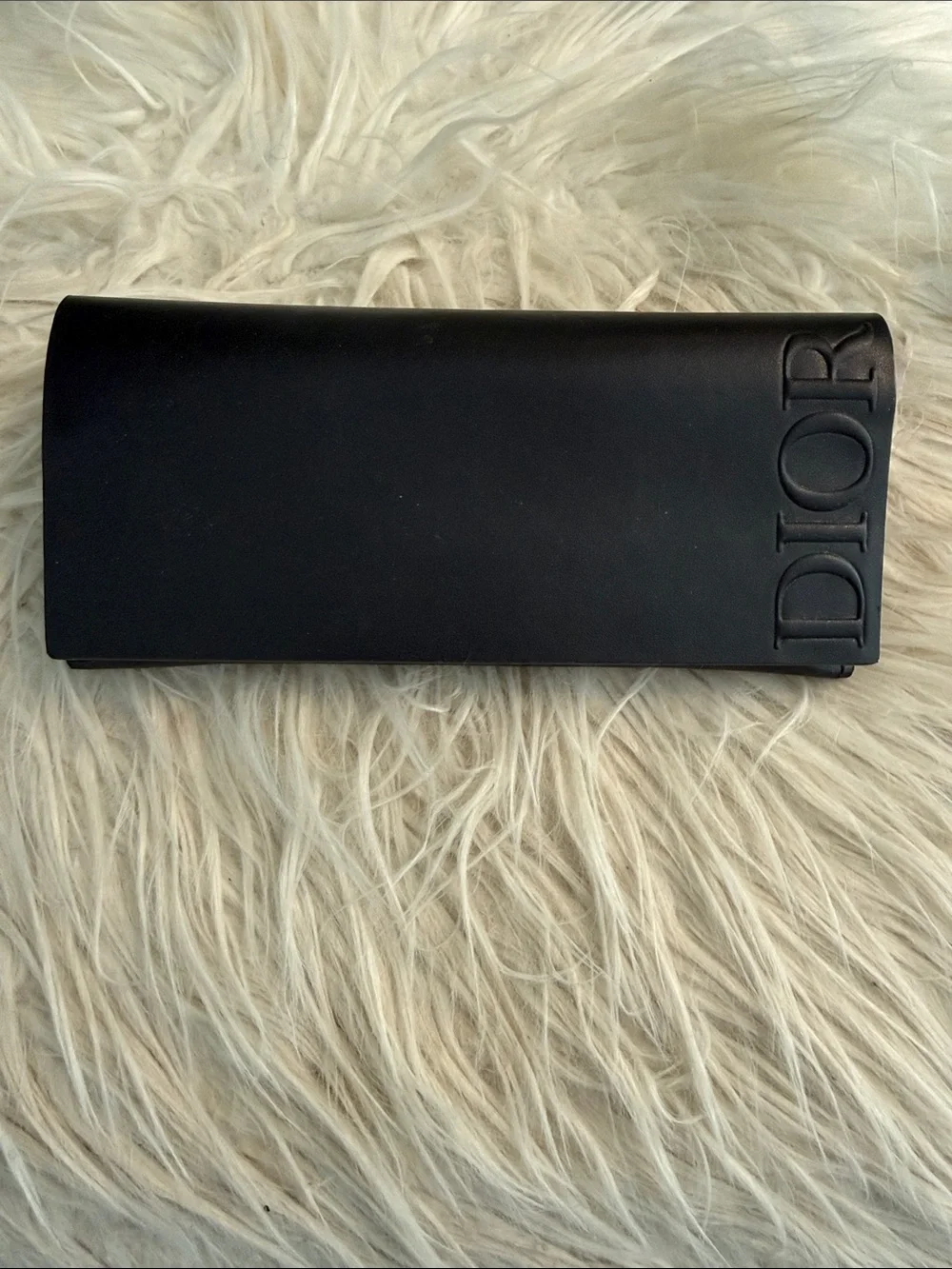 Dior Black Leather Eye Glasses Case with Embossed Logo